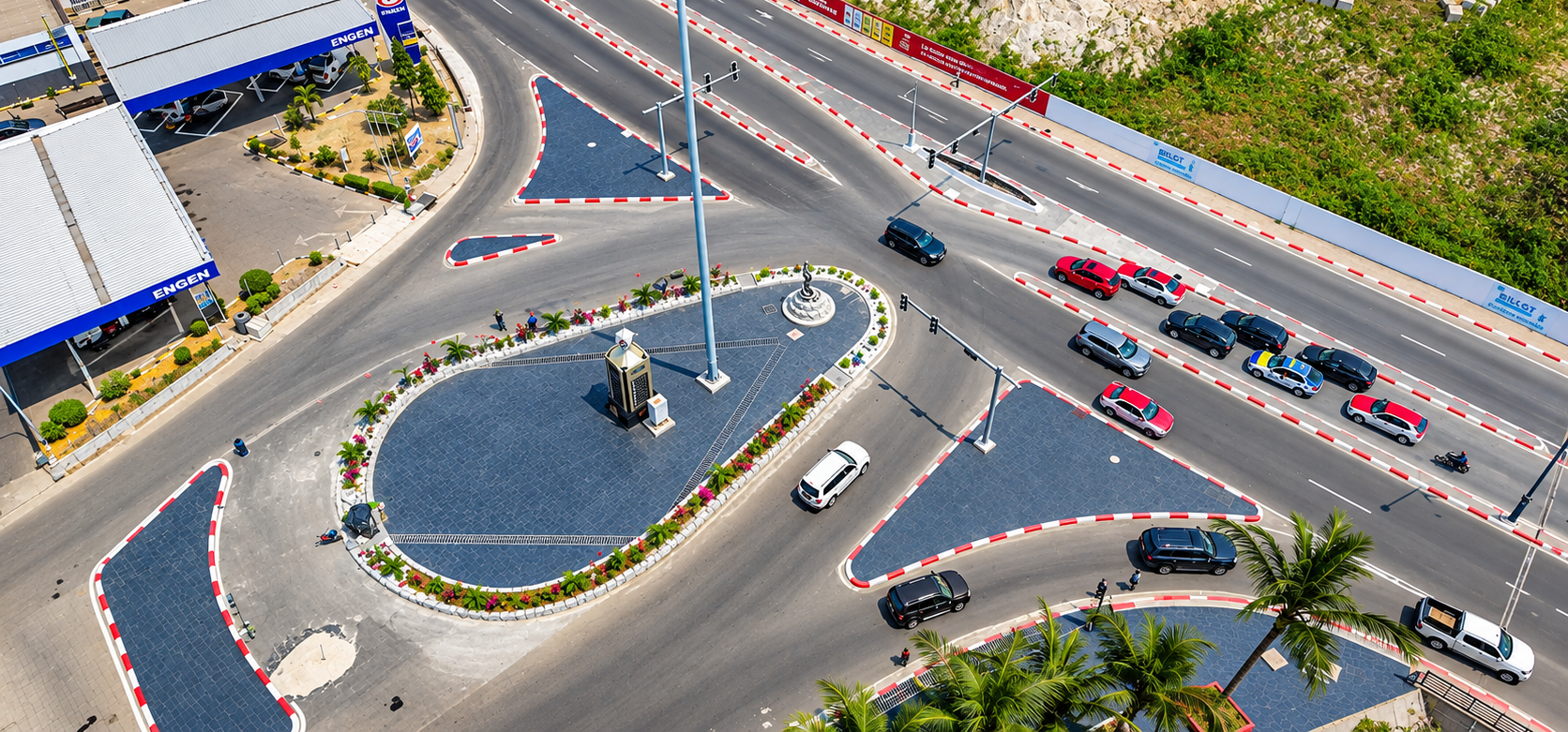 Vue aérienne d'un échangeur autoroutier